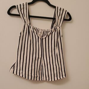 Maeve Black and White Striped Tank Top